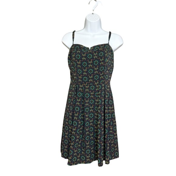 Kismet Dark Print Floral Sweetheart Strappy Sundress Dress Size M - Picture 1 of 5